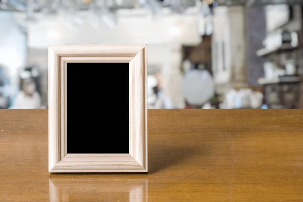 Old Photo Frame Wooden Table Night Club — Stock Photo, Image