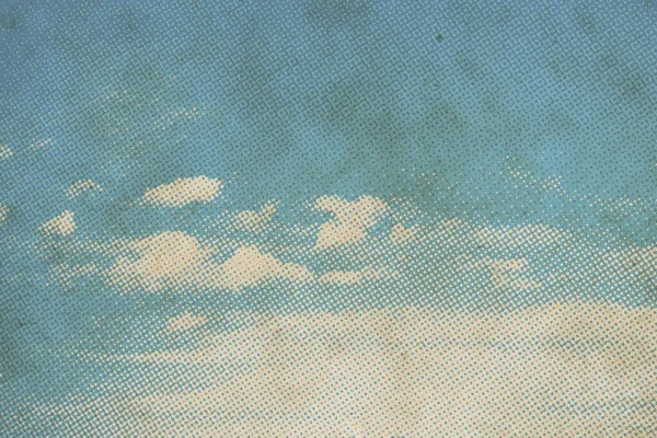 Motif Ciel Rétro Sur Vieille Texture Papier Nuages Vintage — Photo