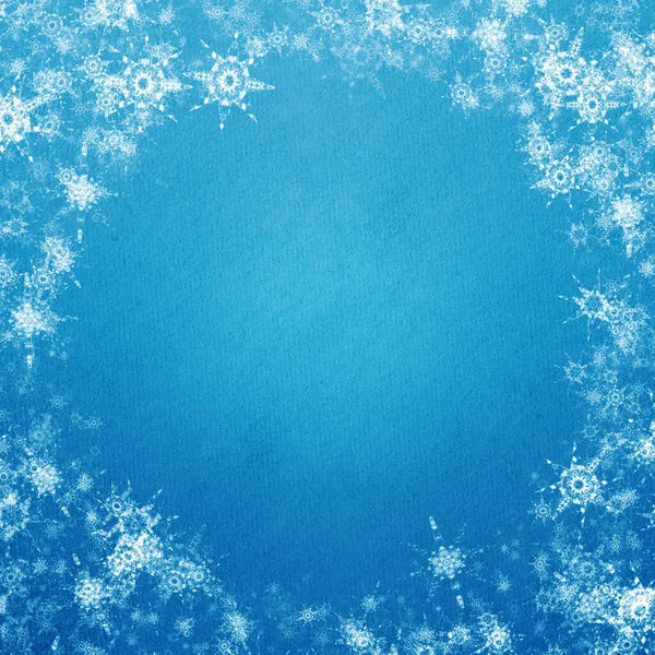 Kék Téli Karácsonyi Háttér Hópelyhek — Stock Fotó