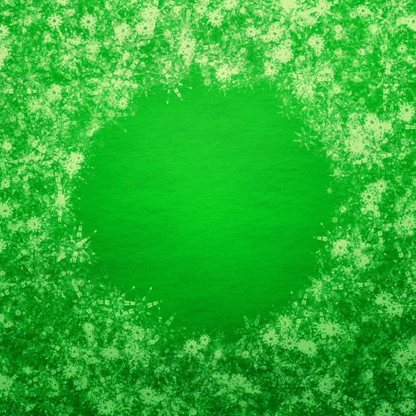 Green Winter Christmas Background Snowflakes — Stock Photo, Image