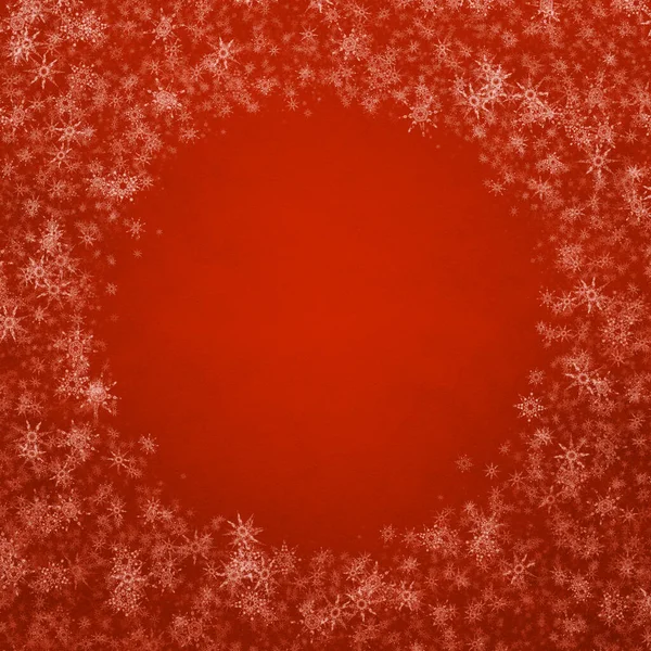 Inverno Vermelho Natal Fundo Com Flocos Neve — Fotografia de Stock