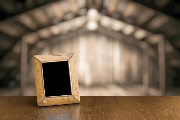 Photo Frame Old Table Old Wooden Interior — Stock Photo, Image