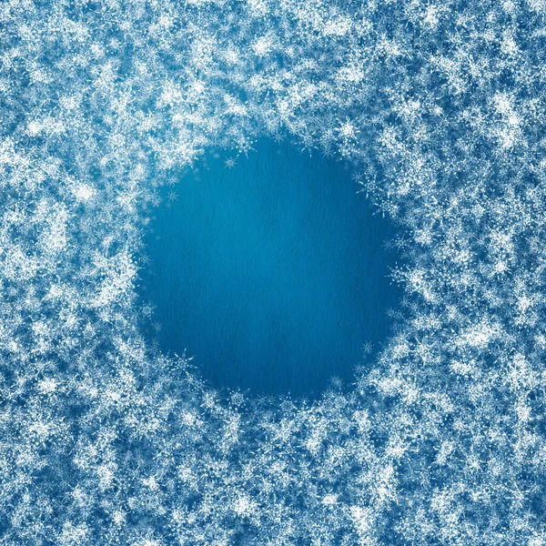 Fondo Azul Invierno Navidad Con Copos Nieve —  Fotos de Stock