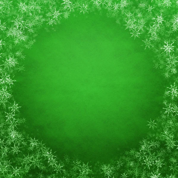 Green Winter Christmas Background Snowflakes — Stock Photo, Image