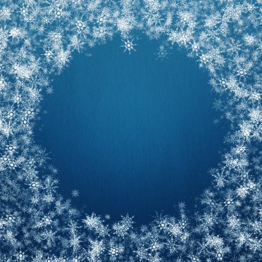 Mavi kış yılbaşı arka planında kar taneleri