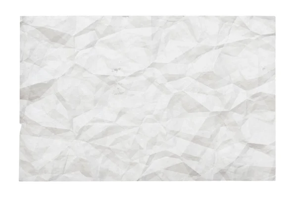 Papel Velho Branco Amassado Com Copyspace Isolado Fundo Branco — Fotografia de Stock