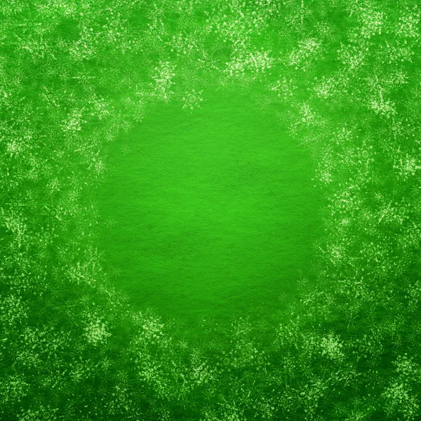 Zelená Zimní Vánoční Pozadí Sněhové Vločky — Stock fotografie