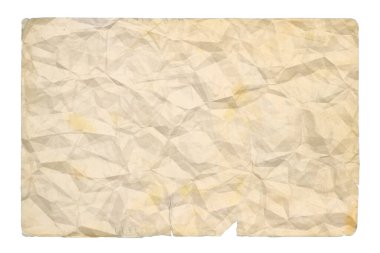 Telif alanı beyaz arkaplanda izole edilmiş eski buruşuk kağıt