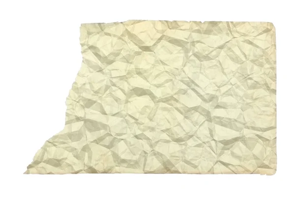 Vecchia Carta Sgualcita Bianca Con Copyspace Isolato Sfondo Bianco — Foto Stock