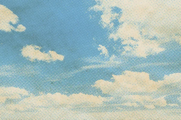 retro sky pattern on old paper texture. vintage clouds.