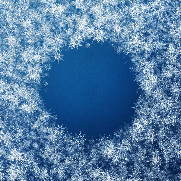 blue winter christmas background with snowflakes