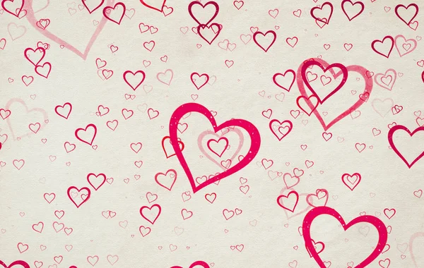 День Святого Валентина Винтажный Фон Сердцами Старой Бумажной Текстуре — стоковое фото
