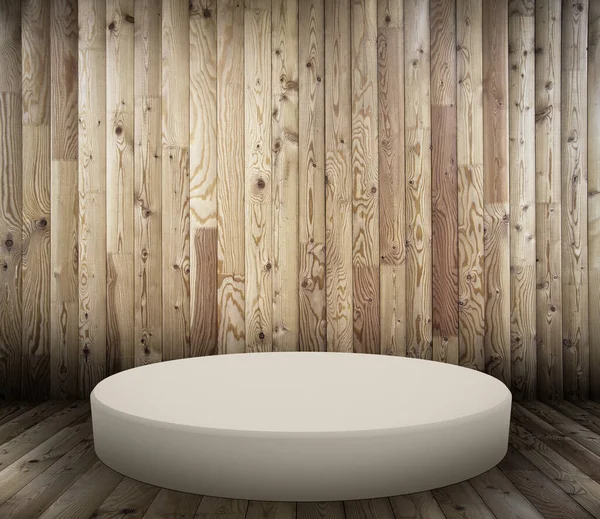 Podium Lantai Interior Lama Dengan Dinding Kayu — Stok Foto
