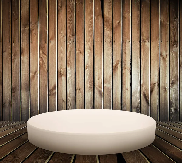 Podium Lantai Interior Lama Dengan Dinding Kayu — Stok Foto