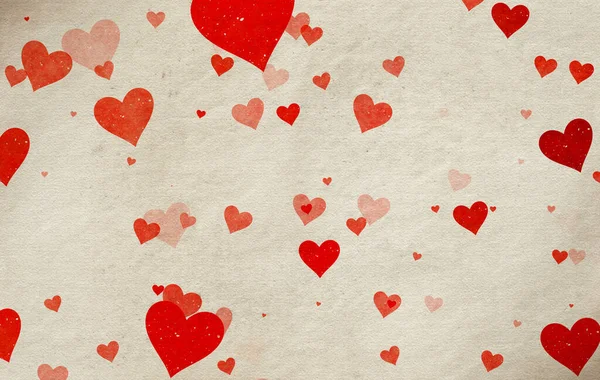 Valentinstag Vintage Hintergrund Mit Herzen Auf Altem Papier Textur — Stockfoto