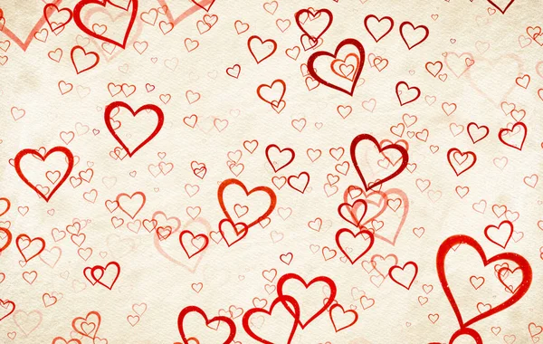 Valentinstag Vintage Hintergrund Mit Herzen Auf Altem Papier Textur — Stockfoto