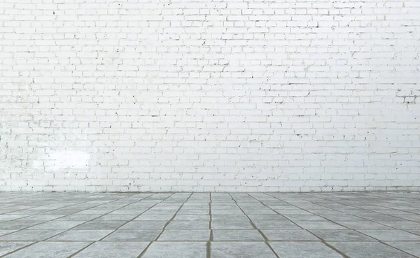 boş beyaz iç döşeme, tuğla duvar, döşeme döşeme.