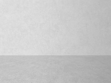 Beton duvarlı boş gri iç döşeme, alçı arka plan