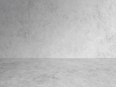 Beton duvarlı boş gri iç döşeme, alçı arka plan