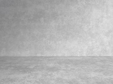 Beton duvarlı boş gri iç döşeme, alçı arka plan