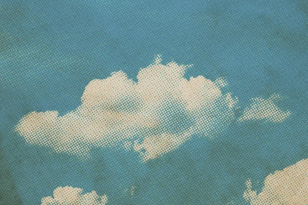 retro sky pattern on old paper texture. vintage clouds.