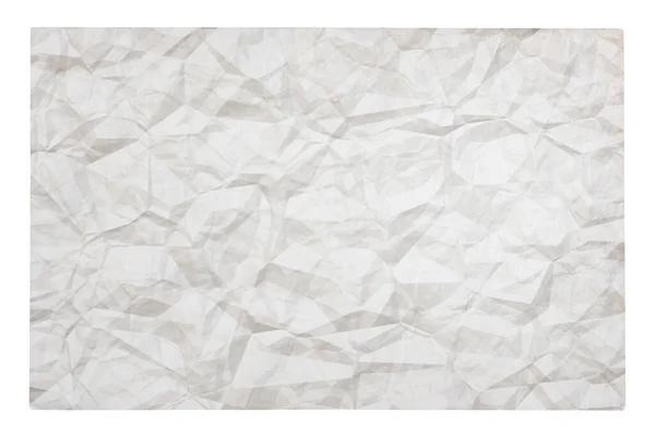 Papel Velho Branco Amassado Com Copyspace Isolado Fundo Branco — Fotografia de Stock