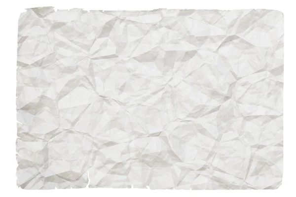 Papel Velho Branco Amassado Com Copyspace Isolado Fundo Branco — Fotografia de Stock