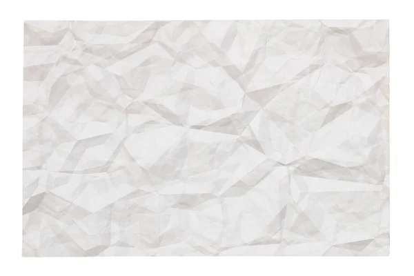 Papel Velho Branco Amassado Com Copyspace Isolado Fundo Branco — Fotografia de Stock