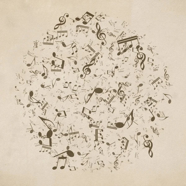 Grunge Müzik Geçmişi Eski Kağıt Doku Müzik Notaları — Stok fotoğraf
