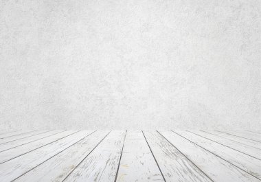 Beton duvarlı boş oda, beyaz arkaplan