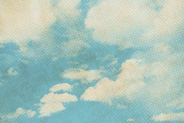 retro sky pattern on old paper texture. vintage clouds.