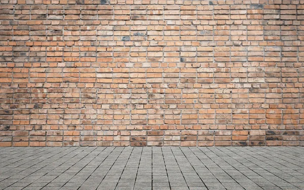 Chambre Vide Avec Mur Briques Sol Carrelé Fond Intérieur — Photo