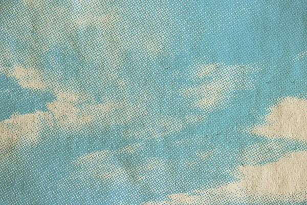 Motif Ciel Rétro Sur Vieille Texture Papier Nuages Vintage — Photo