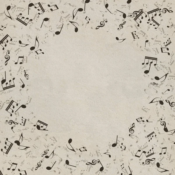 Sfondo Musicale Grunge Tessitura Vecchia Carta Note Musicali — Foto Stock