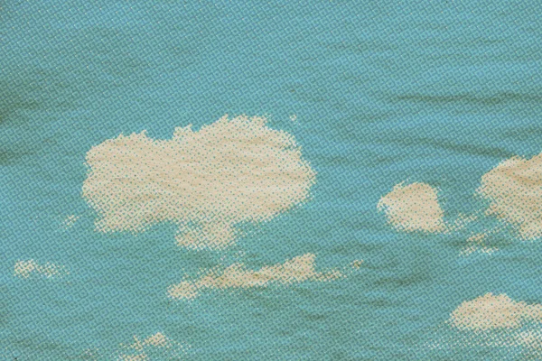 Motif Ciel Rétro Sur Vieille Texture Papier Nuages Vintage — Photo