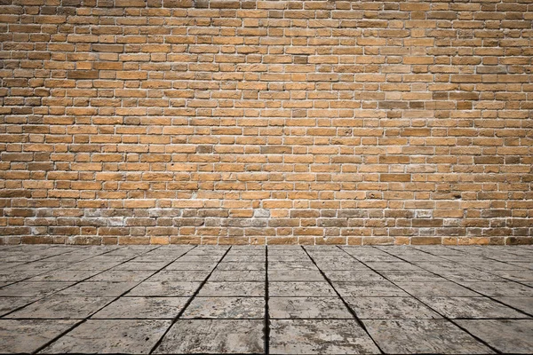 Camera Vuota Con Muro Mattoni Pavimento Piastrellato Contesto Interno — Foto Stock