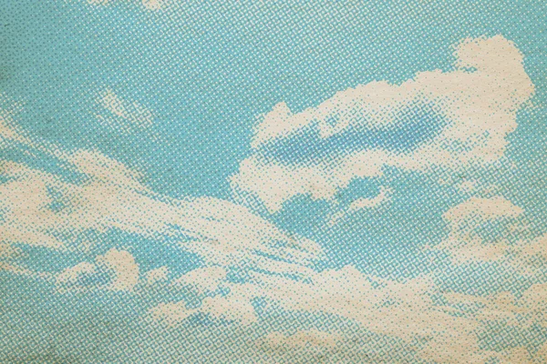 Motif Ciel Rétro Sur Vieille Texture Papier Nuages Vintage — Photo