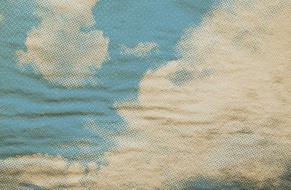 Motif Ciel Rétro Sur Vieille Texture Papier Nuages Vintage — Photo