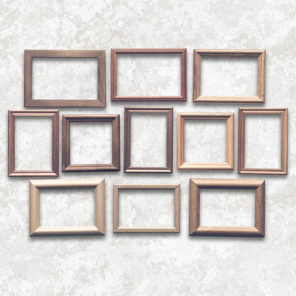 Wooden Photo Frames White Wall — Stock Photo, Image