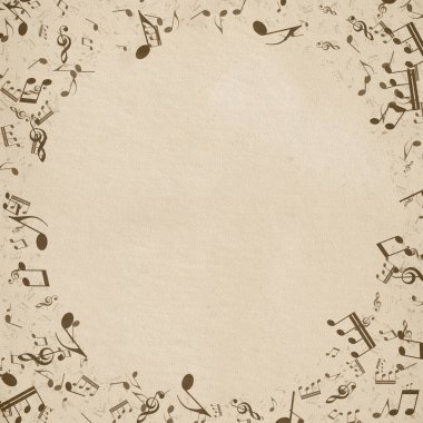 Grunge müzik geçmişi. Eski kağıt doku, müzik notaları.