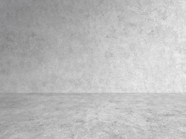 Beton duvarlı boş gri iç döşeme, alçı arka plan
