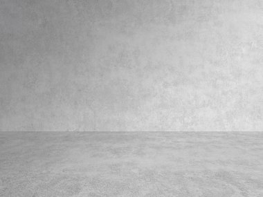 Beton duvarlı boş gri iç döşeme, alçı arka plan