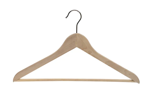 Wooden Clothes Hanger Isolated White Background Clipping Path — Stock Photo, Image