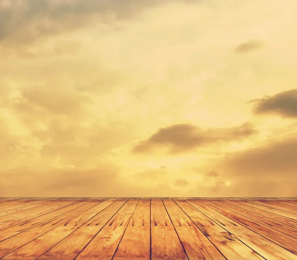 Sky and wood floor — Stock Photo, Image