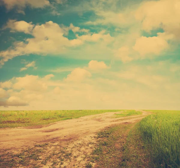 Landweg in de velden — Stockfoto