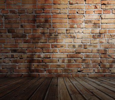 tuğla duvar ile Oda