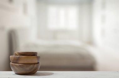 yığın boş ahşap kase