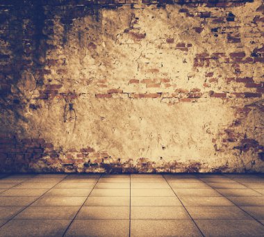 Grunge iç tuğla duvar ile