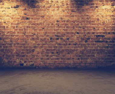 Grunge iç tuğla duvar ile