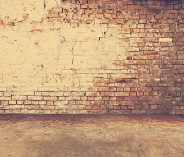Grunge iç tuğla duvar ile